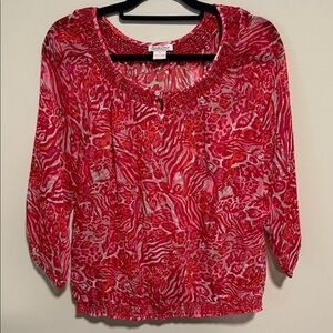 Lucky Brand Y2K Sheer Blouse animal print size medium